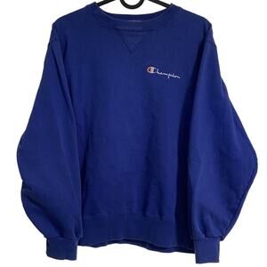 Vintage 90s Champion Sweatshirt Mens Size M Blue Logo Spellout